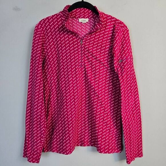LL Bean Womens Birdseye Fleece Sweater Sz Small Pink 1/4 Zip Soft Cozy Outdoors - Picture 1 of 8